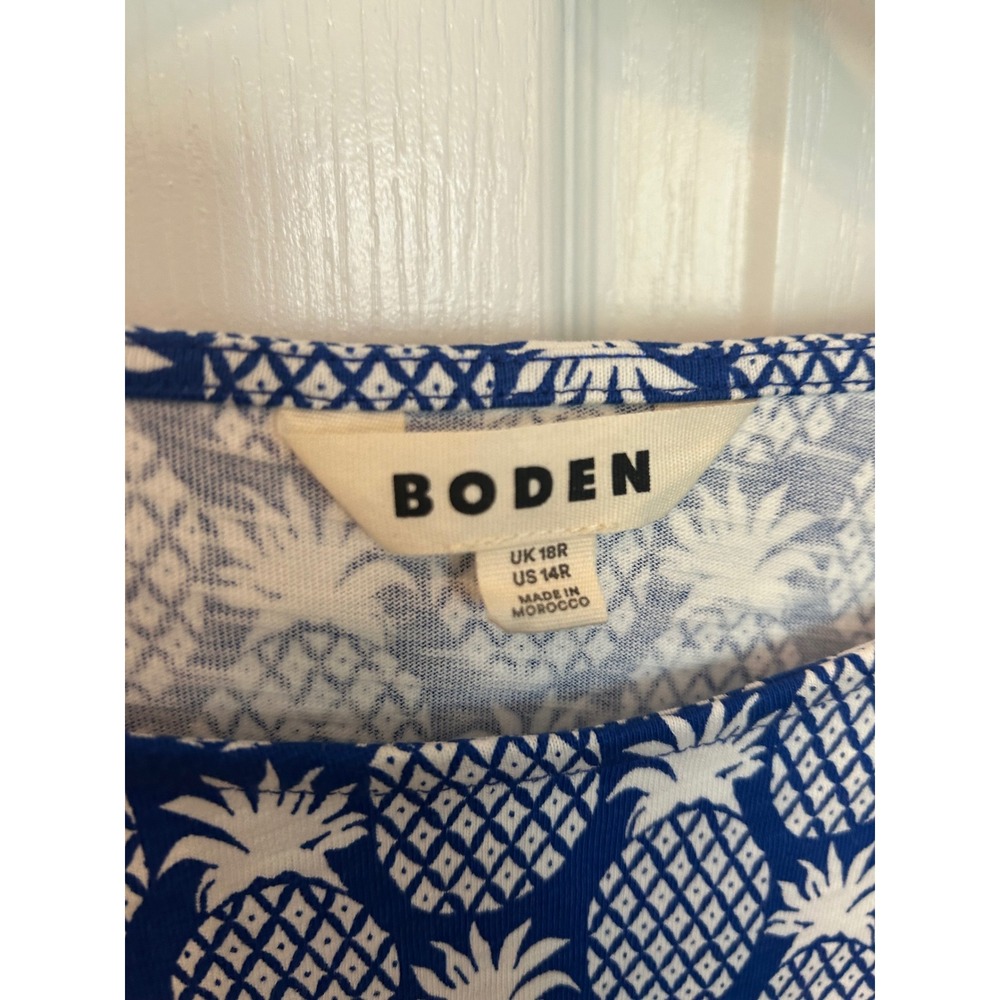 Boden Dress Blue Pineapple Print Cotton Sleeveless Pockets Summer Casual 14R - Picture 4 of 8